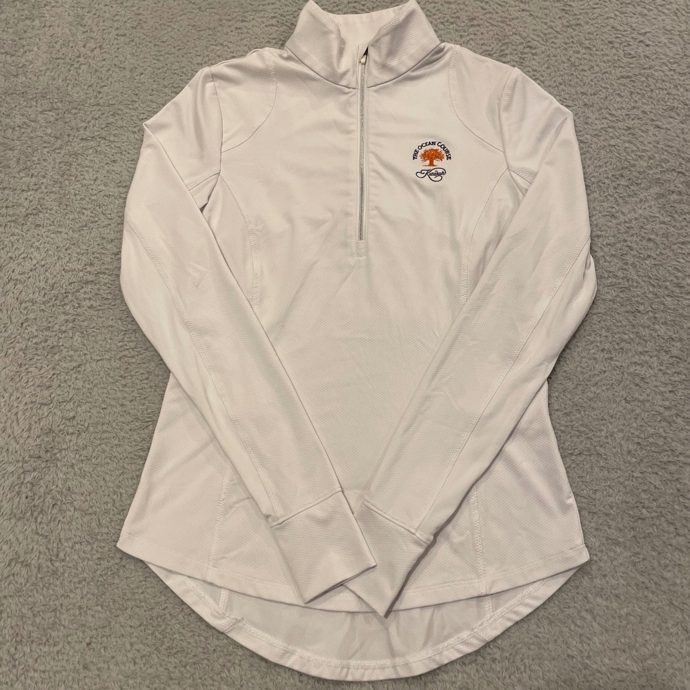 Zero Restriction The Ocean Course Kiawah 1/4 Zip Pullover Womens XS White Vented